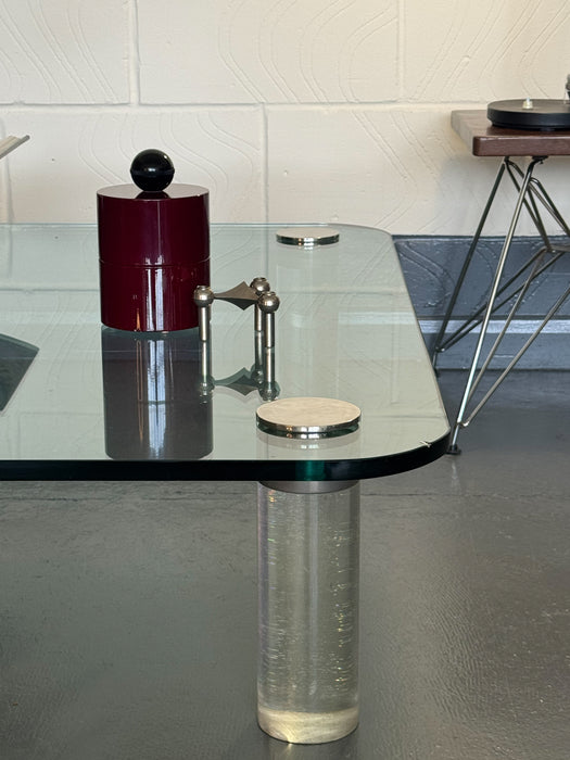 Large Lucite & Glass Coffee Table, Attributed to Leon Rosen for Pace Collection, USA, 1970s