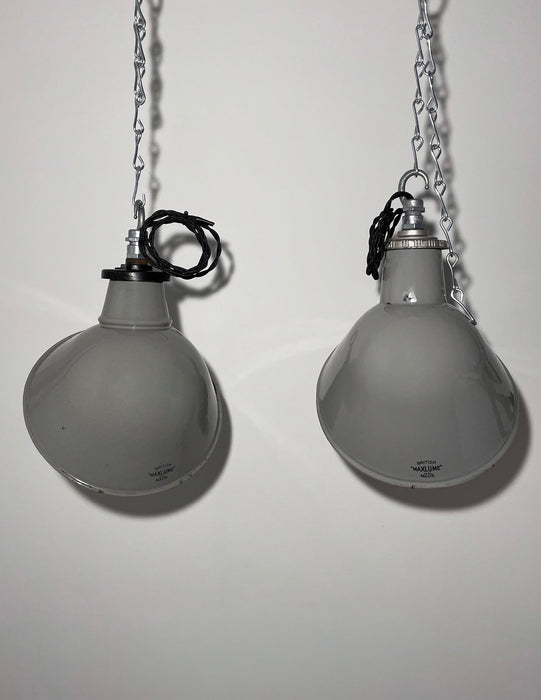 Pair of British Parabolic Pendant Lights by MAXLUME