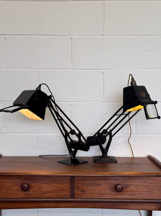 Pair of Early Hadrill & Horstmann Pluslite Industrial Task Lamps