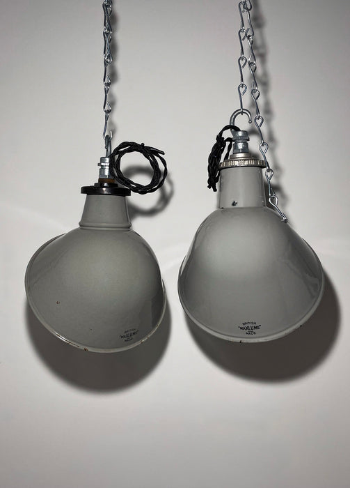 Pair of British Parabolic Pendant Lights by MAXLUME