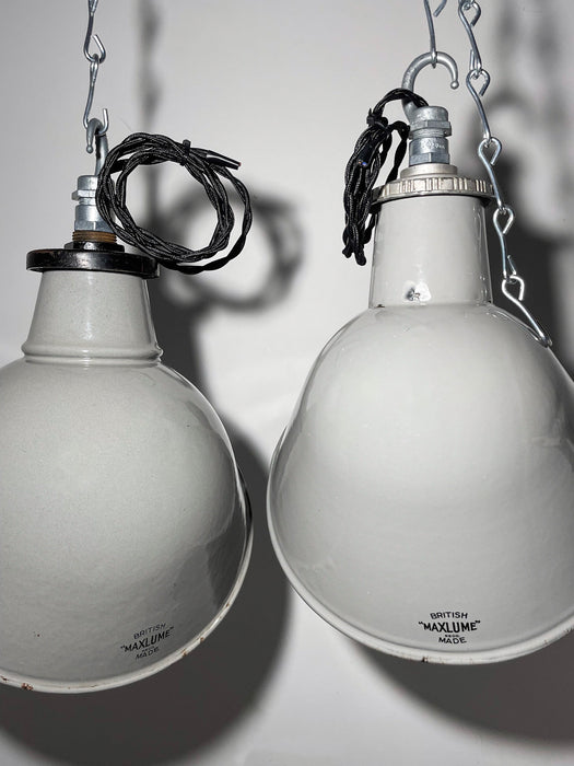 Pair of British Parabolic Pendant Lights by MAXLUME