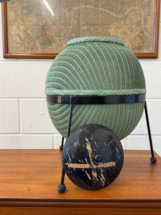 Rare ‘Sputnik’ Lloyd Loom Linen Basket by Geoffrey Lusty, 1957