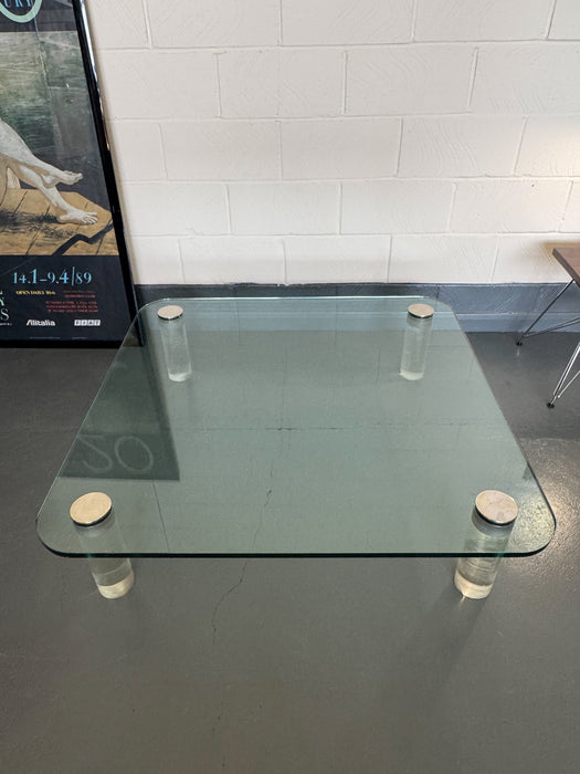 Large Lucite & Glass Coffee Table, Attributed to Leon Rosen for Pace Collection, USA, 1970s