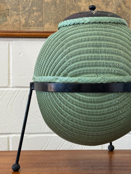 Rare ‘Sputnik’ Lloyd Loom Linen Basket by Geoffrey Lusty, 1957