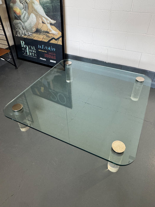 Large Lucite & Glass Coffee Table, Attributed to Leon Rosen for Pace Collection, USA, 1970s