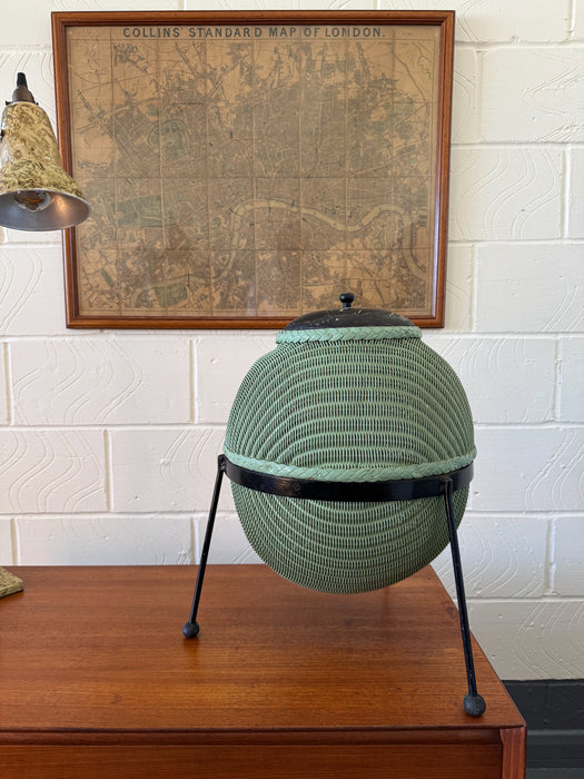 Rare ‘Sputnik’ Lloyd Loom Linen Basket by Geoffrey Lusty, 1957