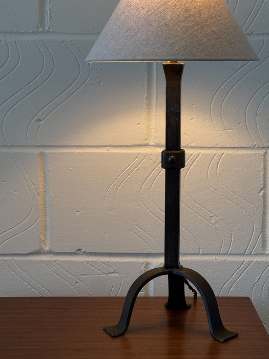 French Wrought Iron Table Lamp, in the Manner of Les Artisans de Marolles, c.1950s