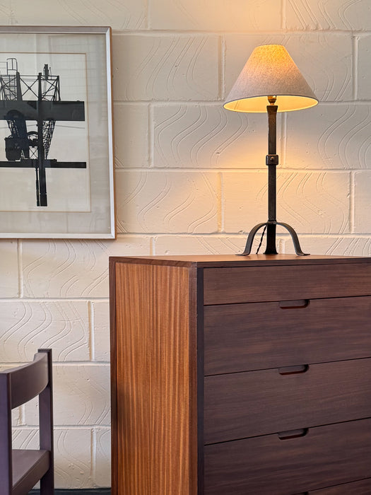 French Wrought Iron Table Lamp, in the Manner of Les Artisans de Marolles, c.1950s