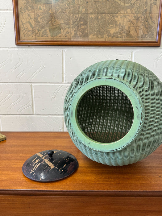 Rare ‘Sputnik’ Lloyd Loom Linen Basket by Geoffrey Lusty, 1957