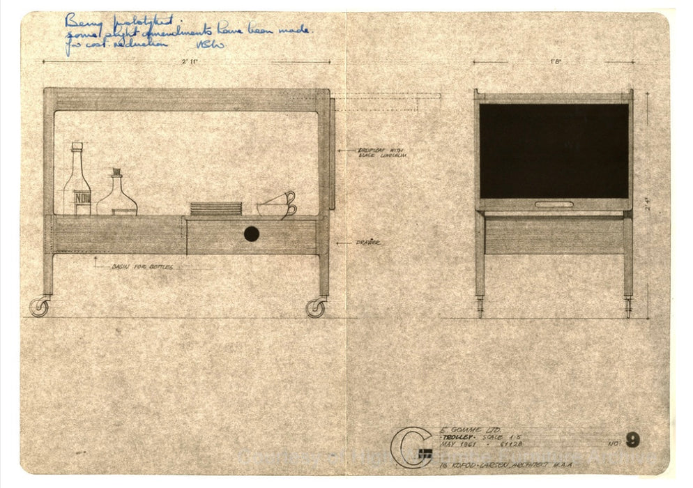 Midcentury Drinks Trolley by Ib Kofod-Larsen for G-Plan (Danish Range), c.1960s