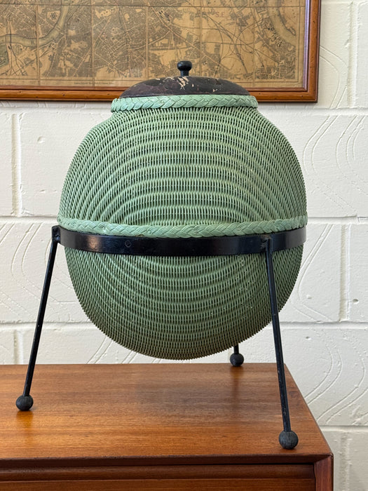 Rare ‘Sputnik’ Lloyd Loom Linen Basket by Geoffrey Lusty, 1957