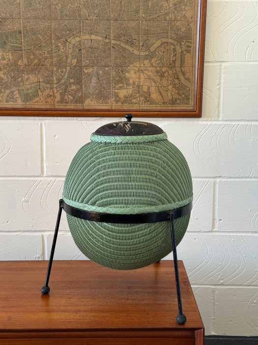 Rare ‘Sputnik’ Lloyd Loom Linen Basket by Geoffrey Lusty, 1957