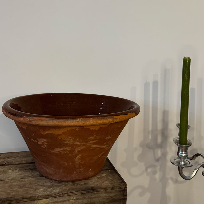 Large Antique Terracotta Dairy Bowl, Circa 1900