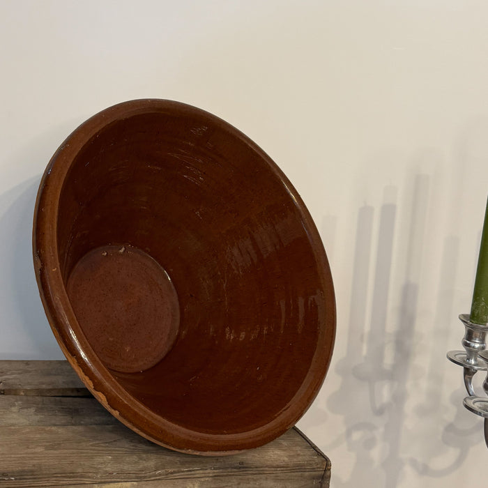 Large Antique Terracotta Dairy Bowl, Circa 1900