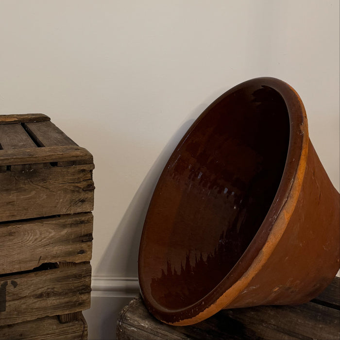 Large Antique Terracotta Dairy Bowl, Circa 1900