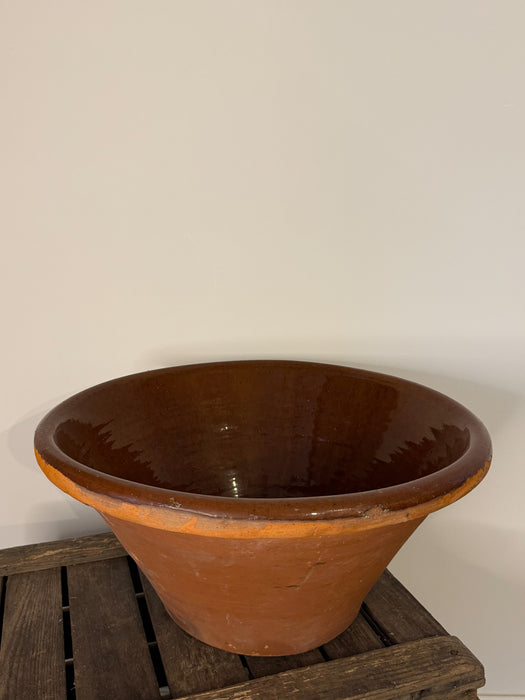 Large Antique Terracotta Dairy Bowl, Circa 1900