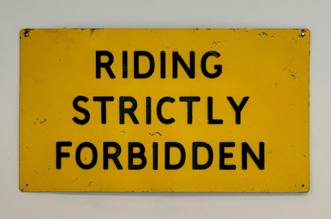 Vintage Hills of London "Riding Strictly Forbidden" Pressed Aluminium Sign