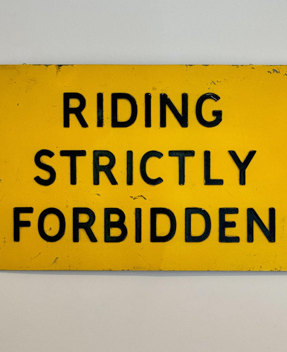 Vintage Hills of London "Riding Strictly Forbidden" Pressed Aluminium Sign