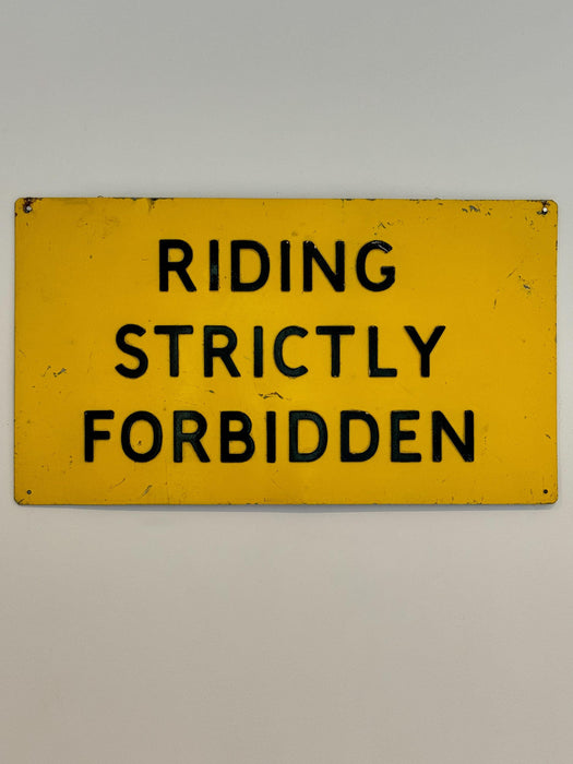 Vintage Hills of London "Riding Strictly Forbidden" Pressed Aluminium Sign