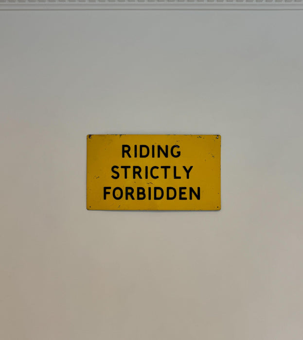 Vintage Hills of London "Riding Strictly Forbidden" Pressed Aluminium Sign