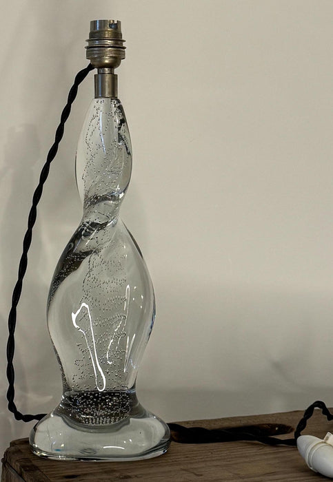 French Mid-Century Glass Table Lamp, Circa 1960s