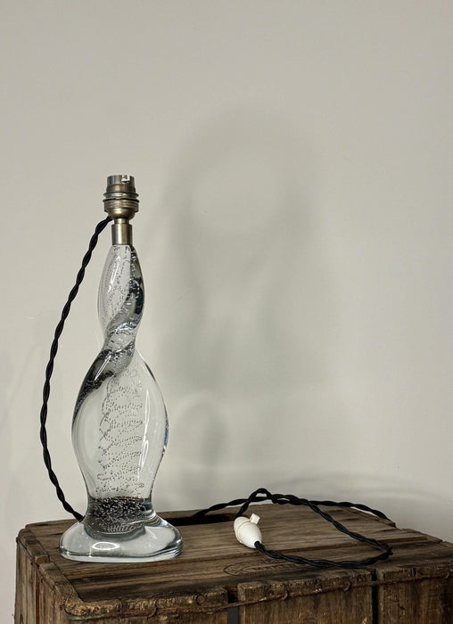French Mid-Century Glass Table Lamp, Circa 1960s