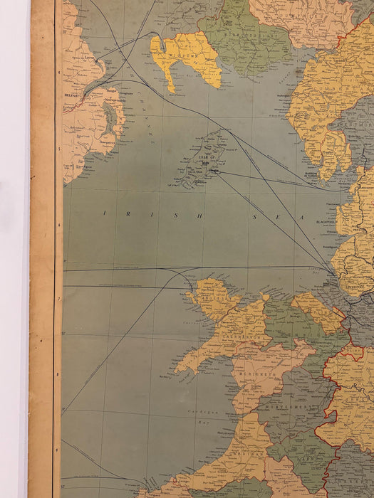 Original George Philips & Son Large Educational Map of England and Wales, 1962